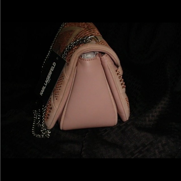 KARL LAGERFELD NWT Rhinestone BLING Shoulder Fleur Bag - Picture 4 of 7